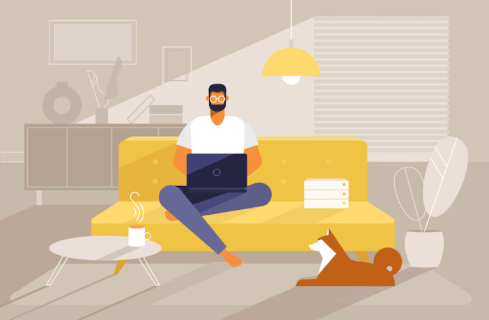 man on couch graphic