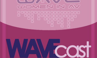 WAVEcast pink square button graphic