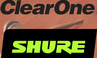 clearone and shure logos