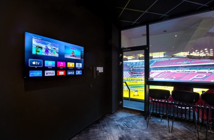 pro sports booth with smart tv