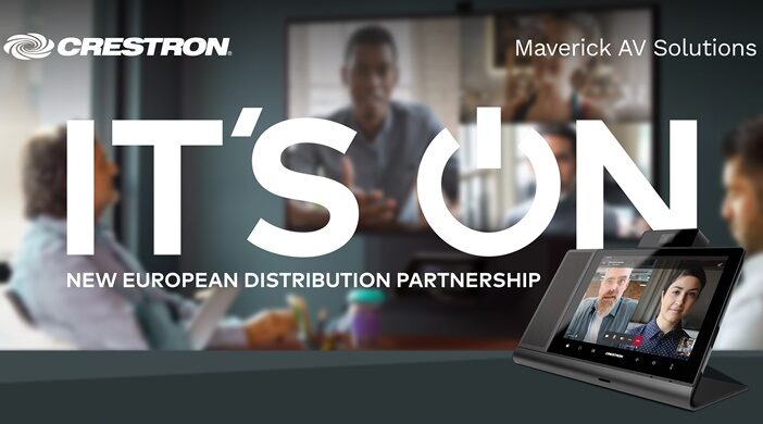 Crestron "it's on" new european distribution partnership announcement graphic