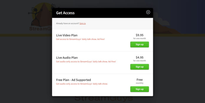 StreamGuys RevenueStream Subscription Service