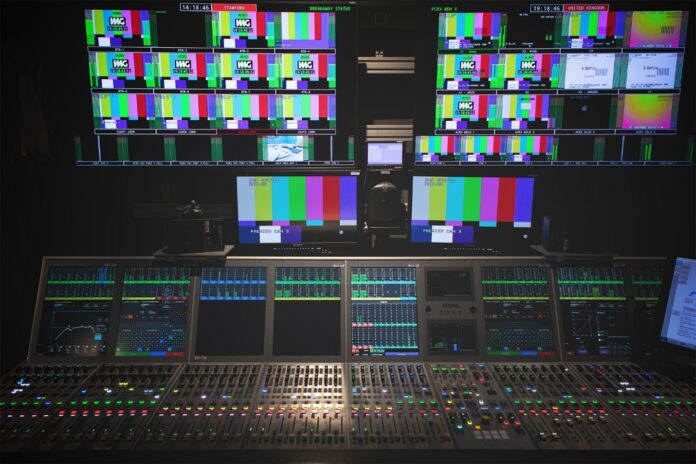 Wide shot of production control room
